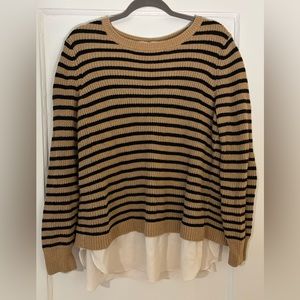 LOFT Striped Sweater with Back Slit